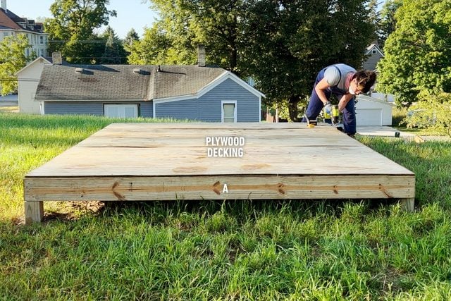 How To Build A Playhouse - Add the plywood decking