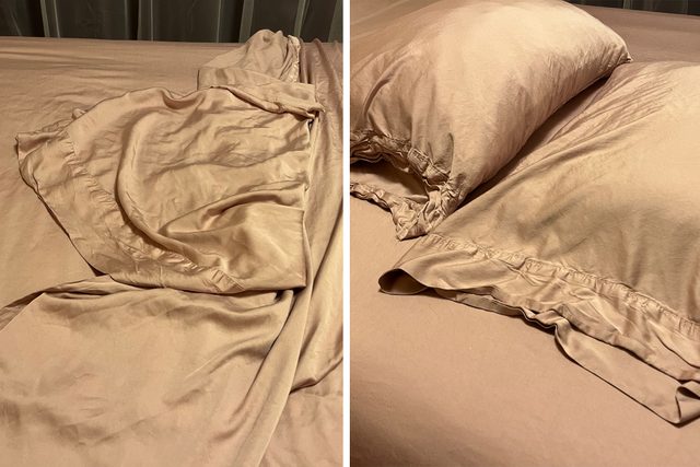 Wrinkled bed sheets and pillow covers