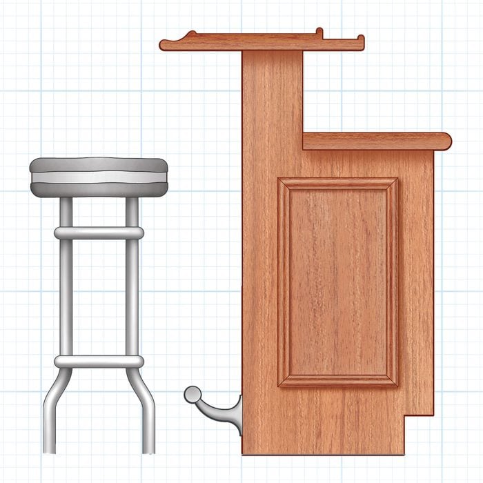 Illustration of wooden furniture and stool