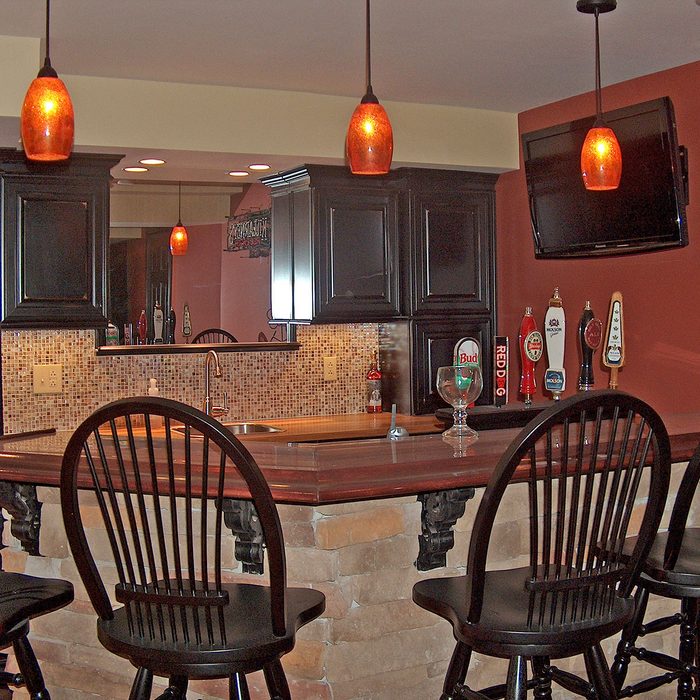 Home Bar with lamp shades