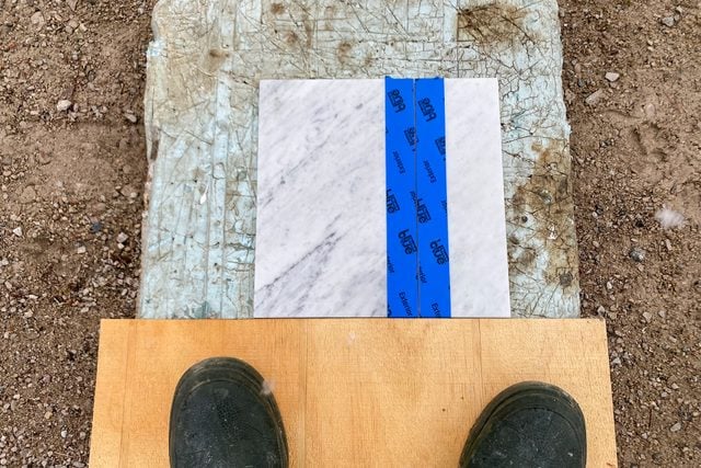 Positioning the marble on the ground 