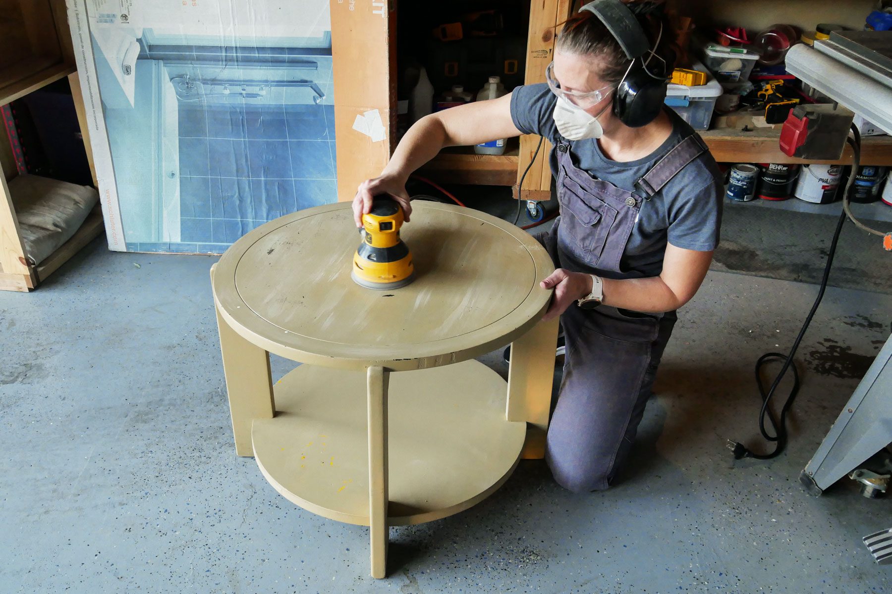A person working on a table
