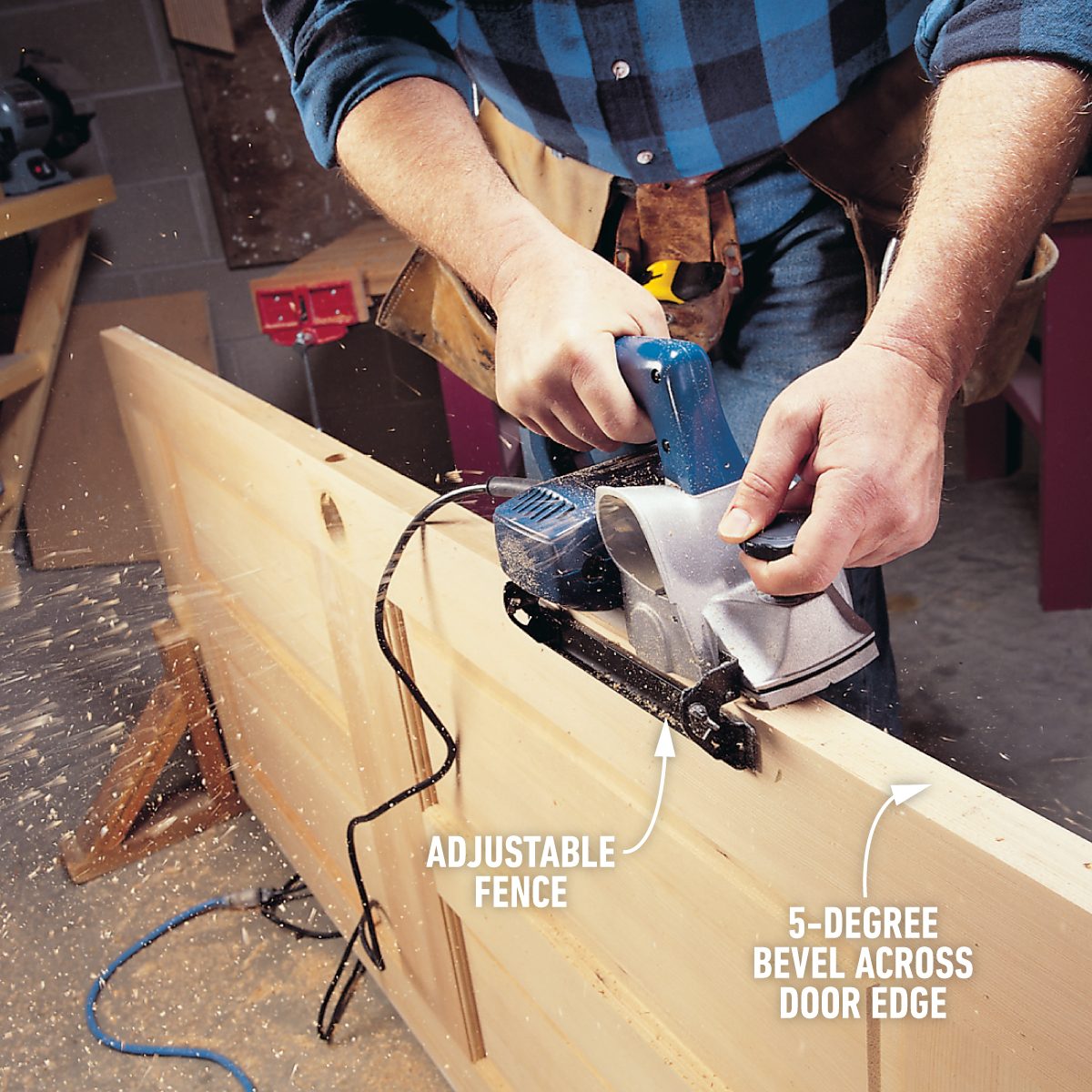 How To Use an Electric Planer Plane a door edge so it'll close easily
