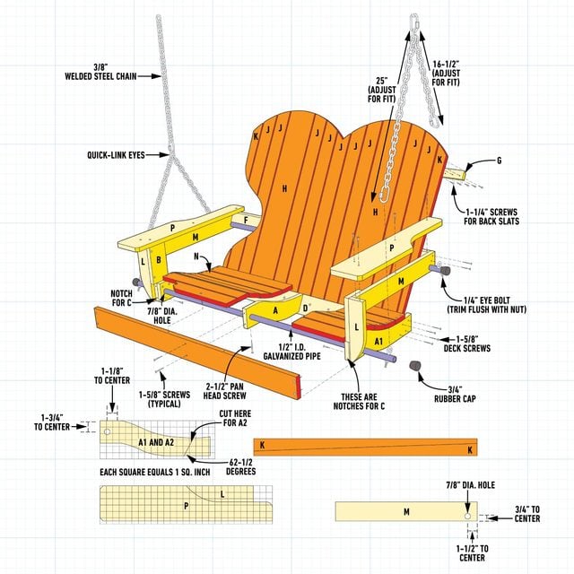 How To Build A Porch Swing Diagram of Parts Detail