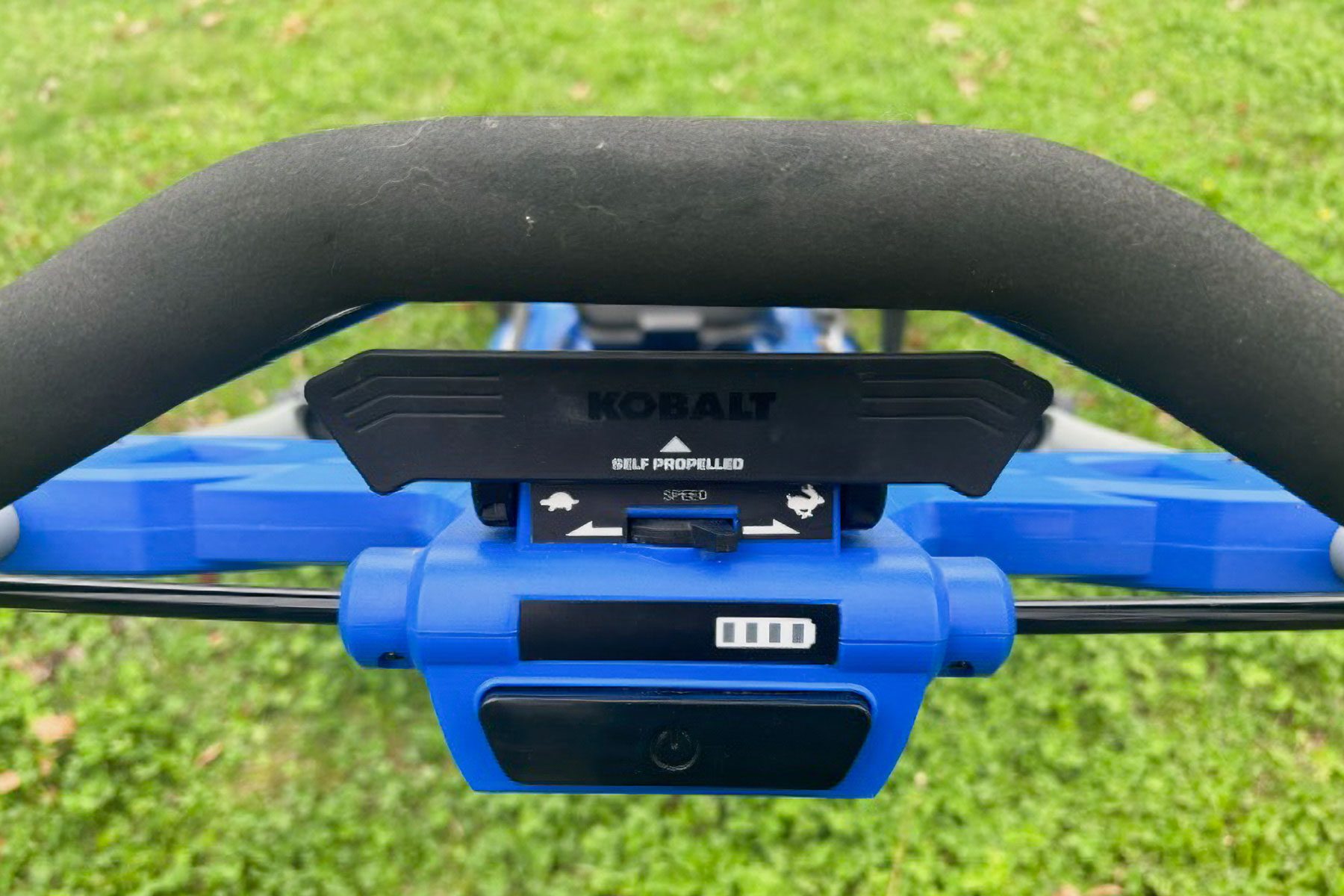 Close up of the back side of Kolbalt Electric Mower