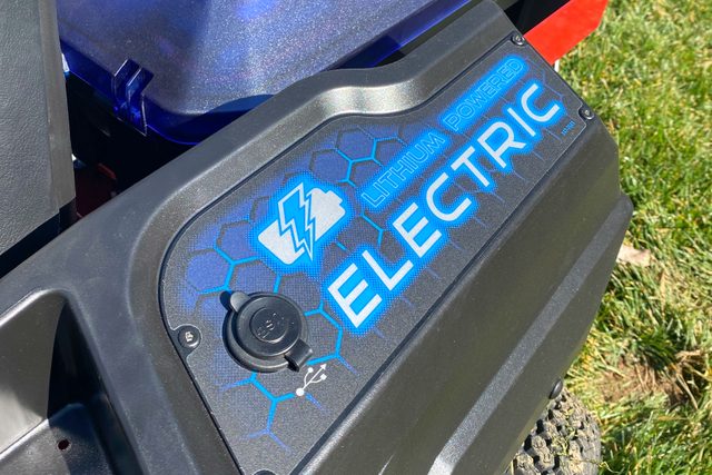 Electric logo on Toro Electric Zero Turn Mower 