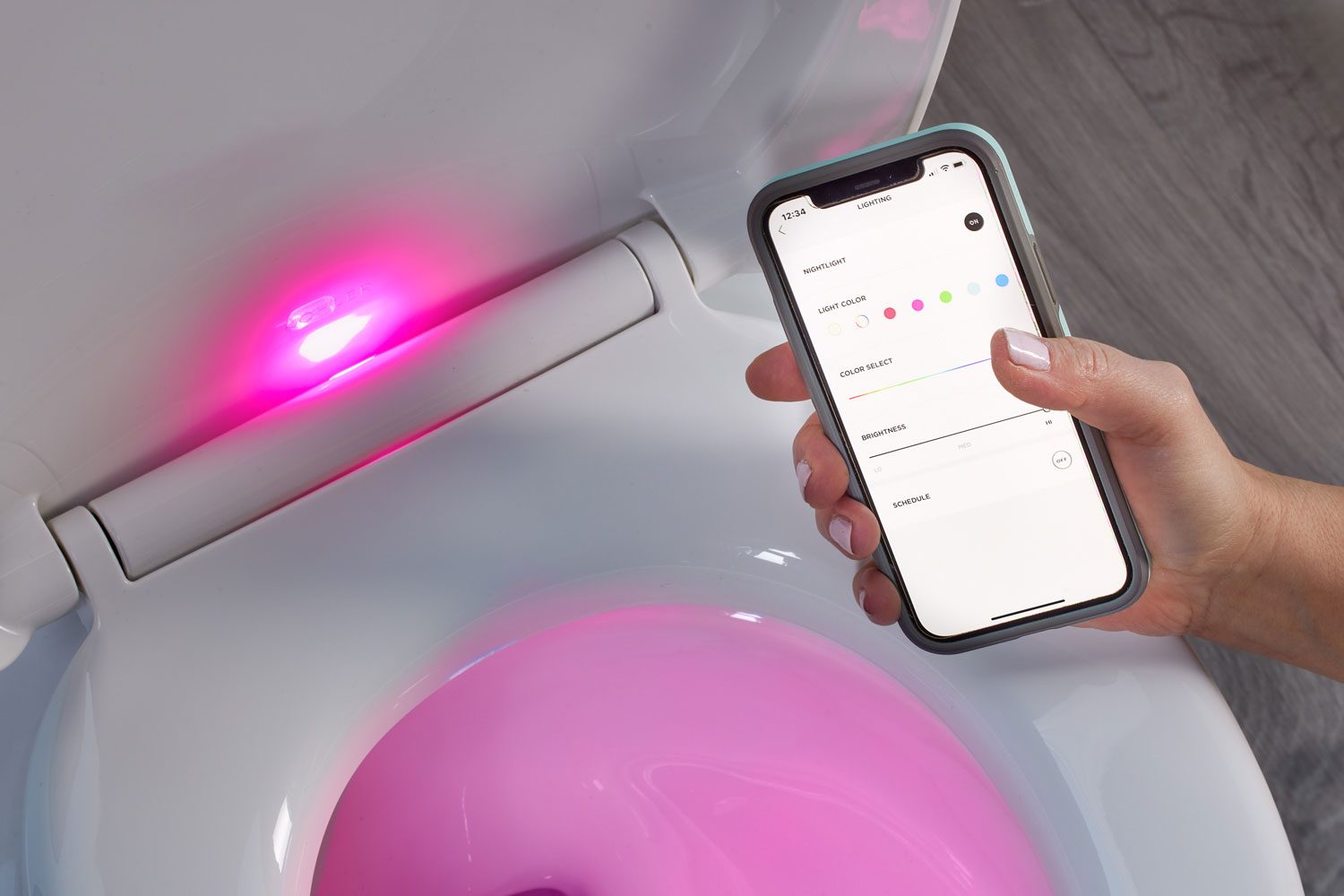 Testing an app that sets the color of the toilet seat light